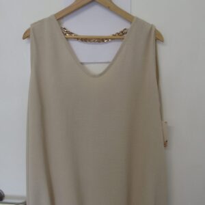SALE SALE SALE New Ladies Chain Back Beige Frill Bottom Tunic Top One Size fits sizes 16 18 20 22 NON RETURNABLE