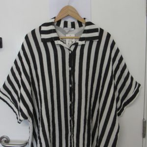 New Black and White Stripe Button Up Shirt One Size fits sizes 18 20 22 24