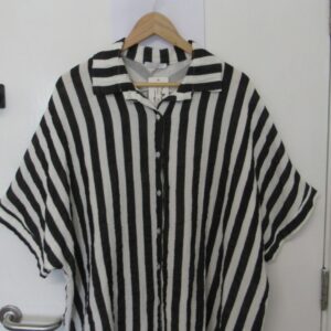 New Black and White Stripe Button Up Shirt One Size fits sizes 18 20 22 24