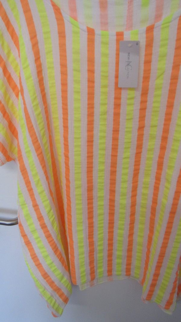 SALE SALE SALE New Ladies Yellow Orange Neon Stripe Tunic Top One Size fits sizes 20 22 24 NON RETURNABLE - Image 5