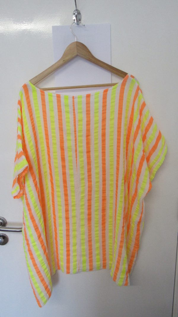 SALE SALE SALE New Ladies Yellow Orange Neon Stripe Tunic Top One Size fits sizes 20 22 24 NON RETURNABLE - Image 6