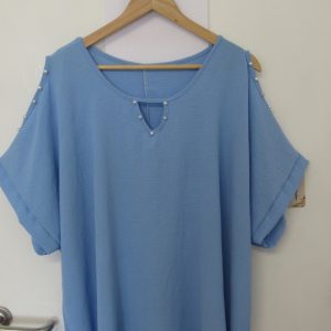 New Ladies Sky Blue Cold Shoulder Top One Size fits sizes 18 20 22