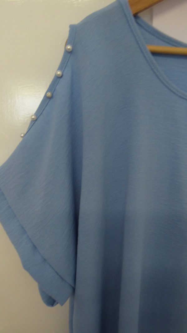 New Ladies Sky Blue Cold Shoulder Top One Size fits sizes 18 20 22 - Image 5