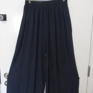 New Ladies Navy Blue Elasticated Waist Wide Leg Trousers One Size fits sizes 18 20 22