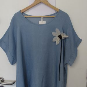 SALE SALE SALE New Ladies Light Denim Flower Top One Size fits sizes 18 20 22 NON RETURNABLE