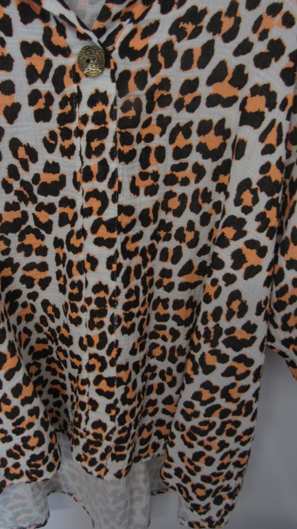 New Orange Leopard Print Top One Size fits sizes 18 20 22 24 - Image 4