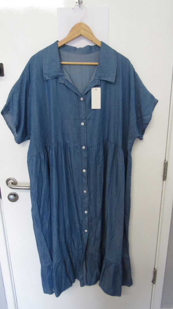 New Ladies Dark Denim Dress Plus Size One Size fits sizes 18 20 22 24 - Image 2