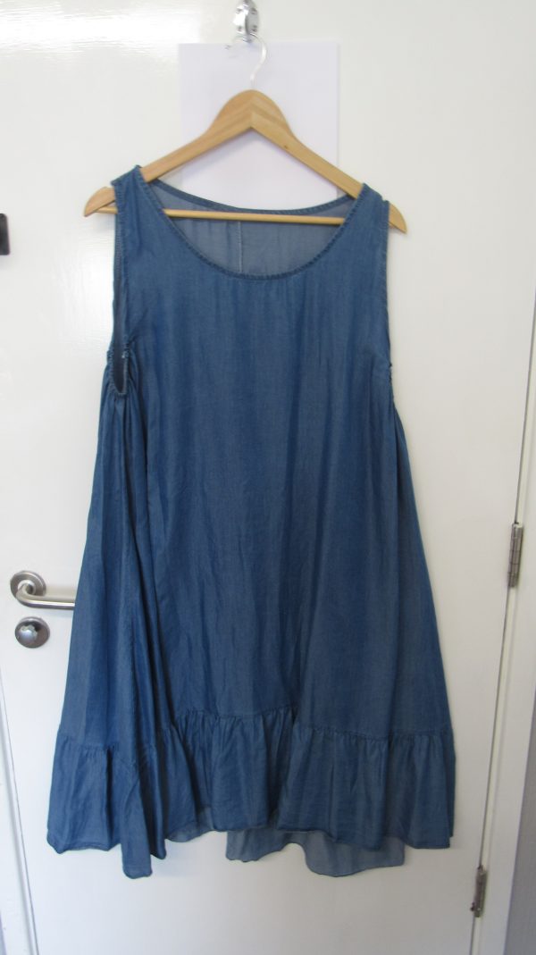 New Denim Frill Bottom Ladies Sleeveless Sun Dress One Size fits sizes 16 18 20 22