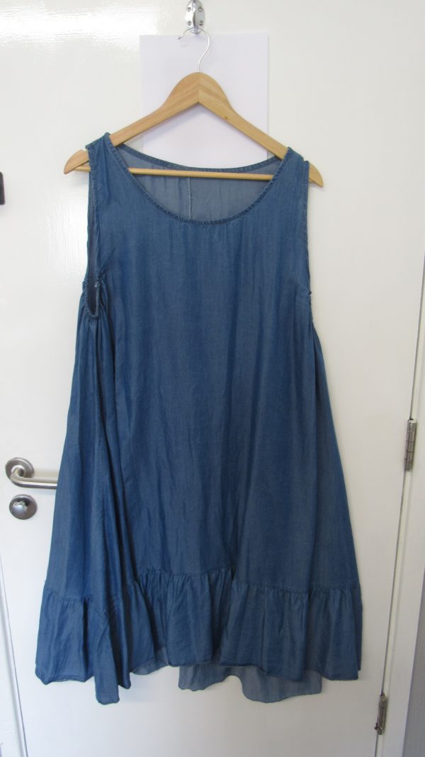 New Denim Frill Bottom Ladies Sleeveless Sun Dress One Size fits sizes 16 18 20 22 - Image 2