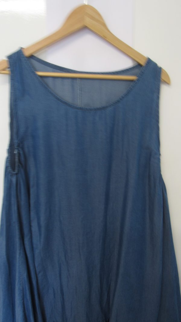 New Denim Frill Bottom Ladies Sleeveless Sun Dress One Size fits sizes 16 18 20 22 - Image 3