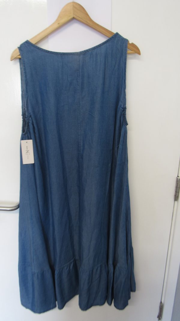 New Denim Frill Bottom Ladies Sleeveless Sun Dress One Size fits sizes 16 18 20 22 - Image 6