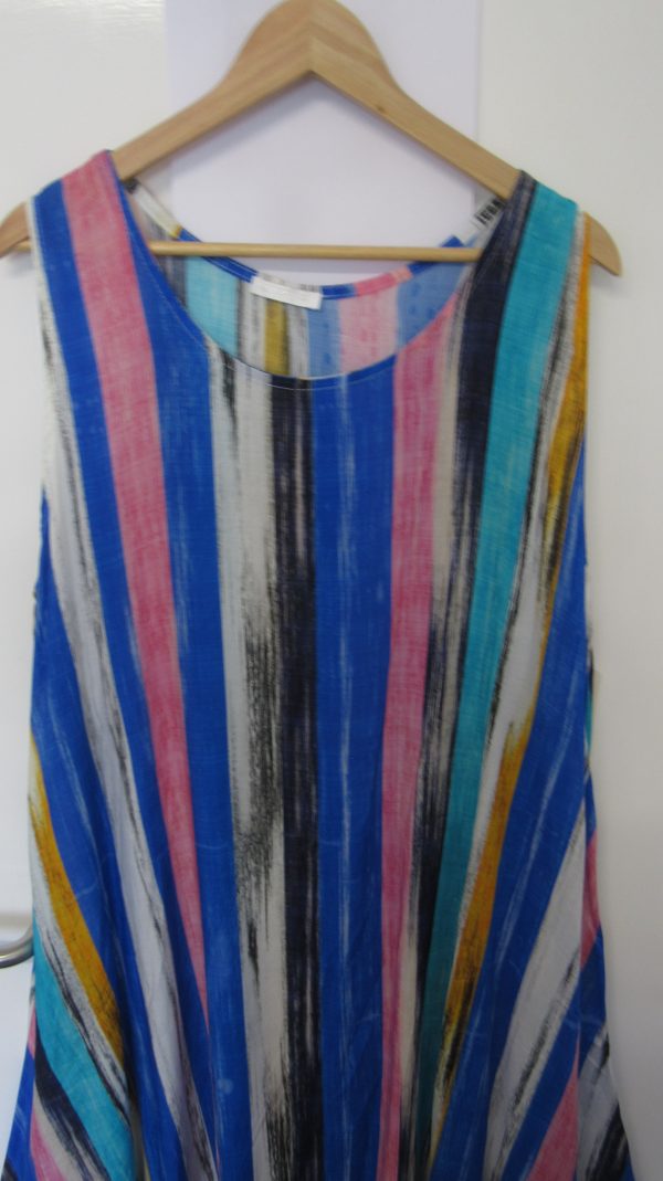 New Blues Striped Sleeveless Sun Dress One Size fits sizes 16 18 20 22 - Image 3