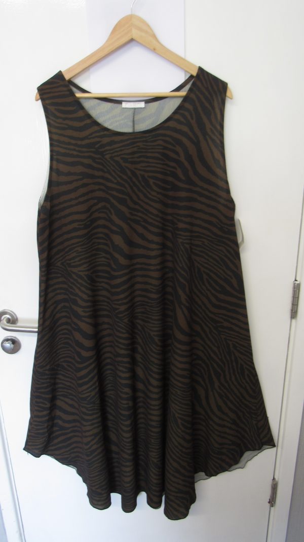 New Brown Zebra Print Sleeveless Sun Dress One Size fits sizes 16 18 20 22