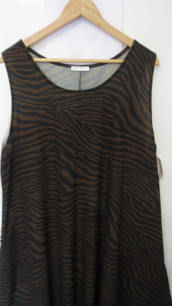 New Brown Zebra Print Sleeveless Sun Dress One Size fits sizes 16 18 20 22 - Image 3