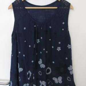 New Floral Sleeveless Top Navy Blue One Size fits sizes 18 20 22