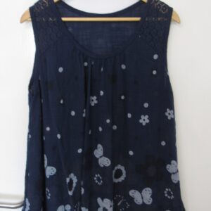 New Floral Sleeveless Top Navy Blue One Size fits sizes 18 20 22