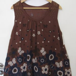 New Floral Sleeveless Top Brown One Size fits sizes 18 20 22
