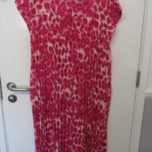 New Ladies Pink Leopard Print Pleated Maxi Dress One Size fits sizes 14 16 18 20
