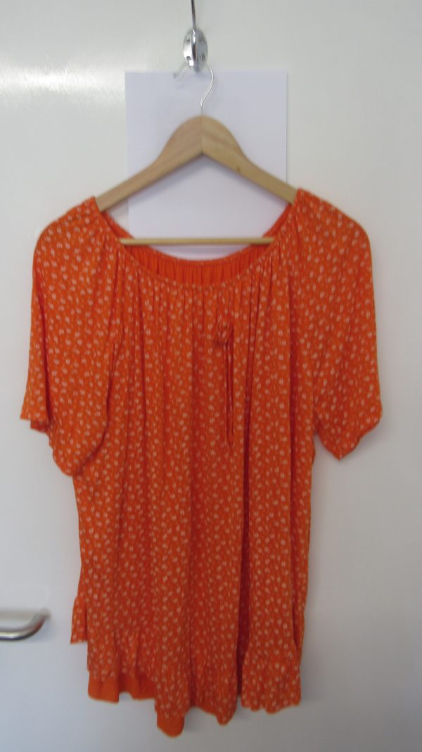 New Ladies Orange Floral Frill Top One size fits sizes 16 18 20 22