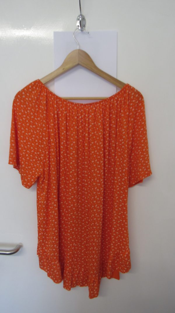 New Ladies Orange Floral Frill Top One size fits sizes 16 18 20 22 - Image 4