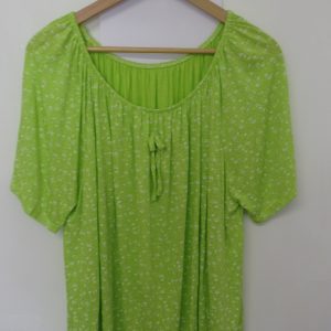 New Ladies Lime Green Floral Frill Top One size fits sizes 16 18 20 22
