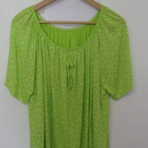 New Ladies Lime Green Floral Frill Top One size fits sizes 16 18 20 22
