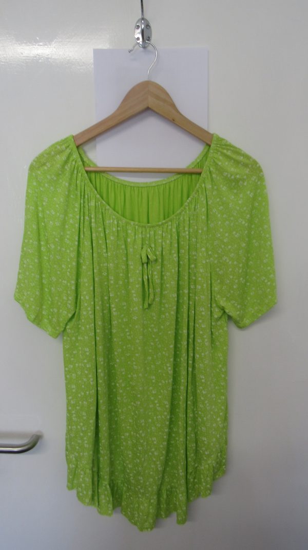 New Ladies Lime Green Floral Frill Top One size fits sizes 16 18 20 22 - Image 2