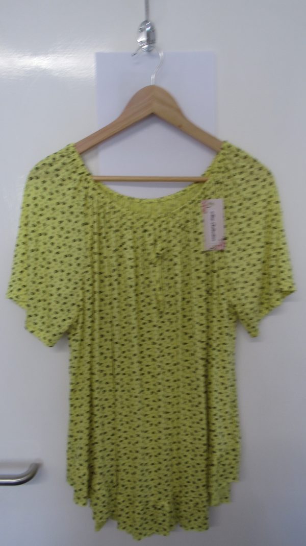 New Ladies Yellow Floral Frill Top One size fits sizes 16 18 20 22