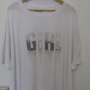 New Ladies White Girl Sparkle T-shirt One Size fits sizes 18 20 22