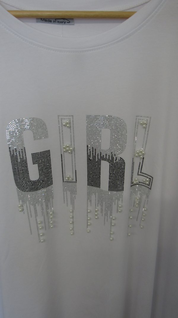 New Ladies White Girl Sparkle T-shirt One Size fits sizes 18 20 22 - Image 2