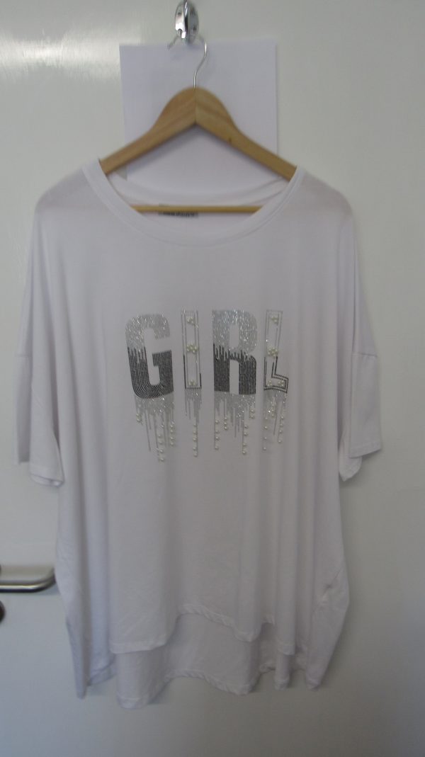 New Ladies White Girl Sparkle T-shirt One Size fits sizes 18 20 22 - Image 3