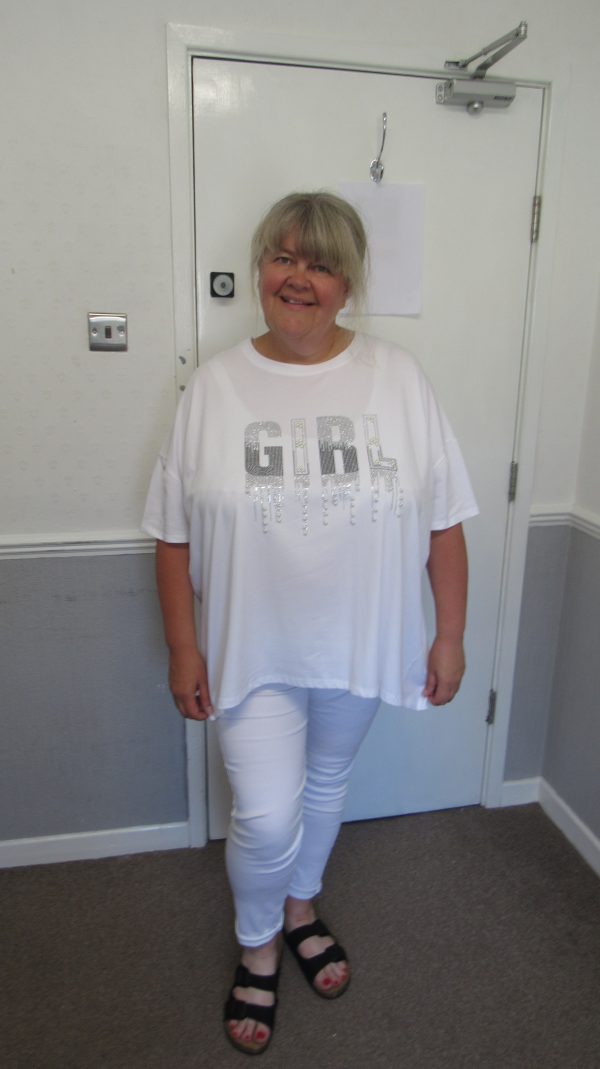 New Ladies White Girl Sparkle T-shirt One Size fits sizes 18 20 22 - Image 5