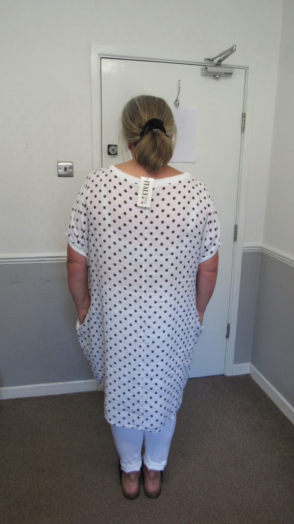 New Ladies White with Black Spot Pocket Line Tunic Top One Size fits sizes 18 20 22 24 - Image 8