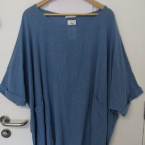 New Ladies Pocket Denim Blue Plus Size 100% Cotton Top One Size fits sizes 22 24 26 28