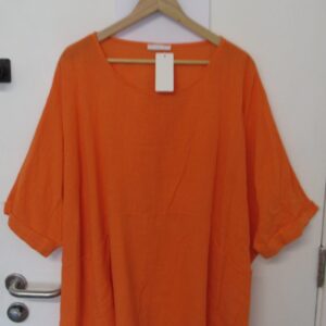 New Ladies Pocket Orange Plus Size 100% Cotton Top One Size fits sizes 22 24 26 28