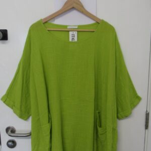 New Ladies Pocket Lime Plus Size 100% Cotton Top One Size fits sizes 22 24 26 28