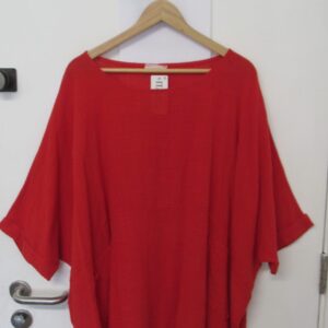 New Ladies Pocket Red Plus Size 100% Cotton Top One Size fits sizes 22 24 26 28