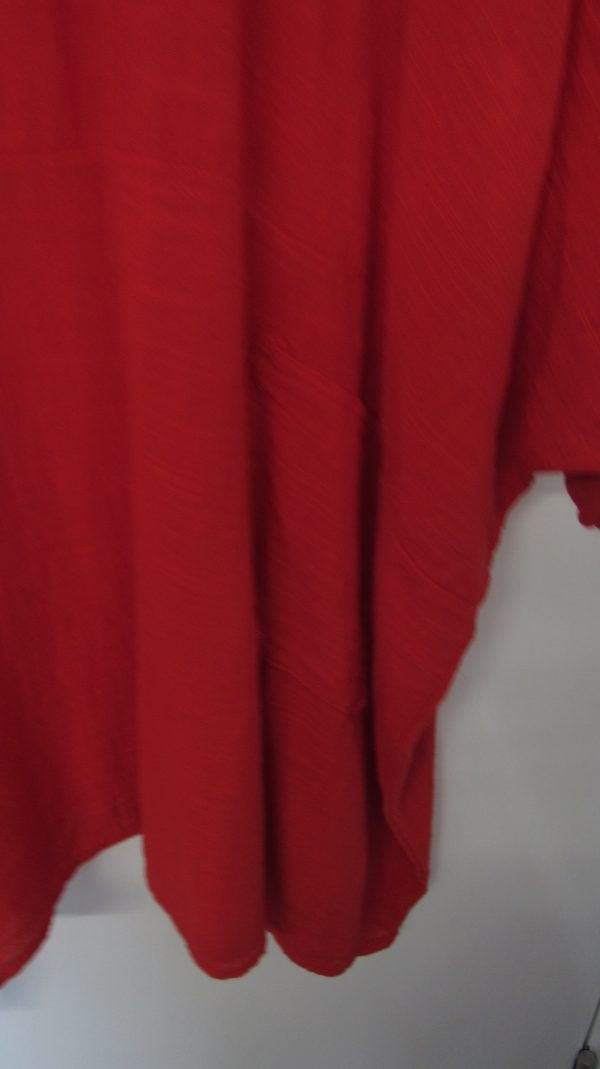 New Ladies Pocket Red Plus Size 100% Cotton Top One Size fits sizes 22 24 26 28 - Image 3