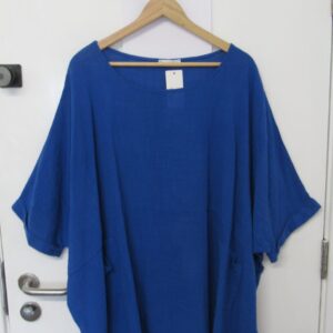 New Ladies Pocket Royal Blue Plus Size 100% Cotton Top One Size fits sizes 22 24 26 28 NON RETURNABLE