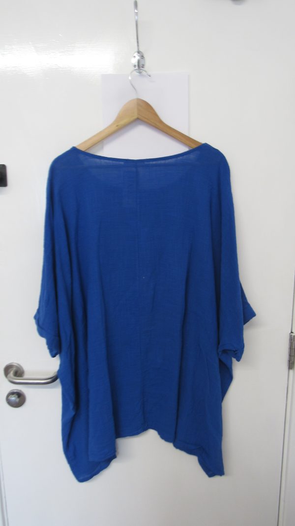 New Ladies Pocket Royal Blue Plus Size 100% Cotton Top One Size fits sizes 22 24 26 28 NON RETURNABLE - Image 5