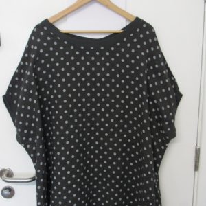 New Ladies Charcoal with White Spot Pocket Line Tunic Top One Size fits sizes 18 20 22 24