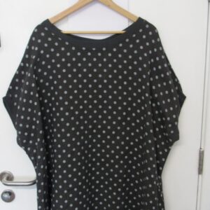 New Ladies Charcoal with White Spot Pocket Line Tunic Top One Size fits sizes 18 20 22 24