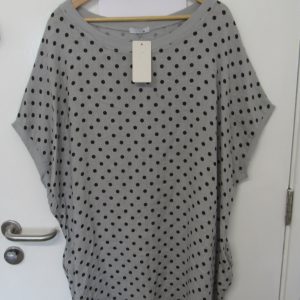 New Ladies Silver Grey with Black Spot Pocket Line Tunic Top One Size fits sizes 18 20 22 24