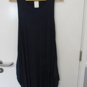 New Ladies Navy Blue Plain Sleeveless Jersey Dress One Size fits sizes 14 16 18 20