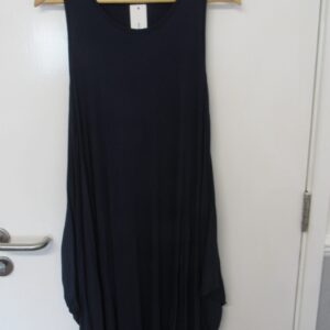 New Ladies Navy Blue Plain Sleeveless Jersey Dress One Size fits sizes 14 16 18 20