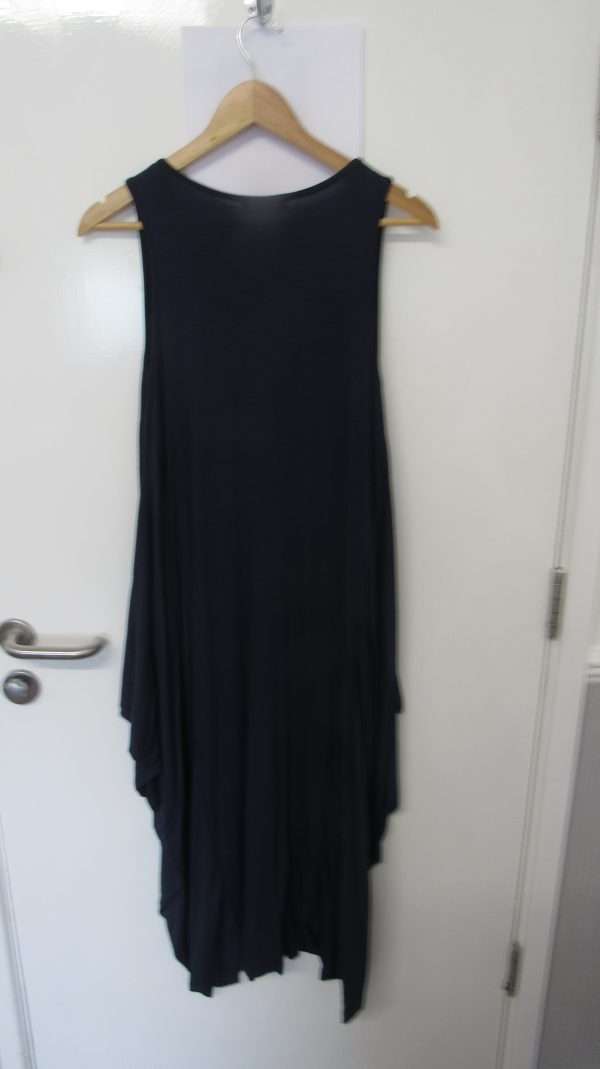 New Ladies Navy Blue Plain Sleeveless Jersey Dress One Size fits sizes 14 16 18 20 - Image 4