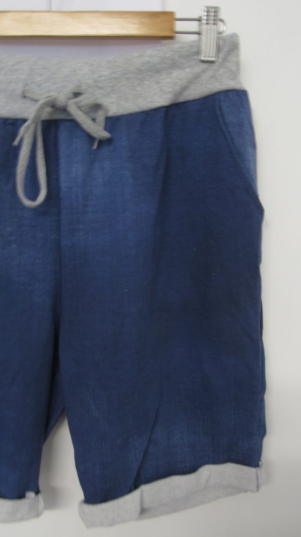 NEW Ladies Dark Denim Blue Jogger Shorts Plus Size One Size Fits sizes 16 18 20  Size 2 - Image 3