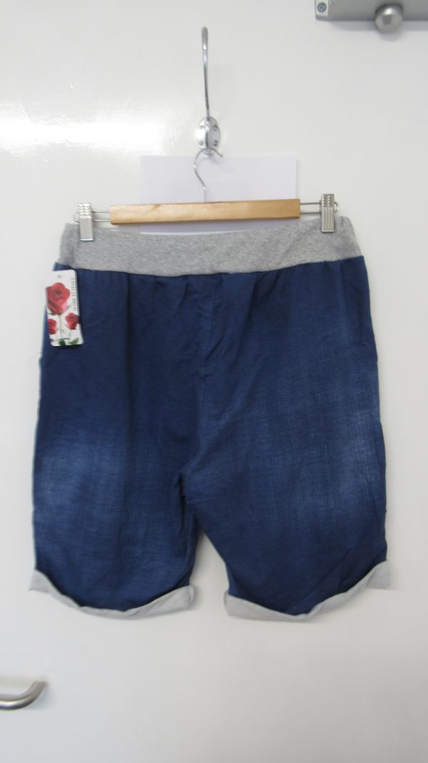 NEW Ladies Dark Denim Blue Jogger Shorts Plus Size One Size Fits sizes 16 18 20  Size 2 - Image 4