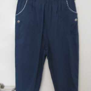 Cherry Berry Indigo Blue Stripe 3/4 Length Trousers Size T5 UK 16