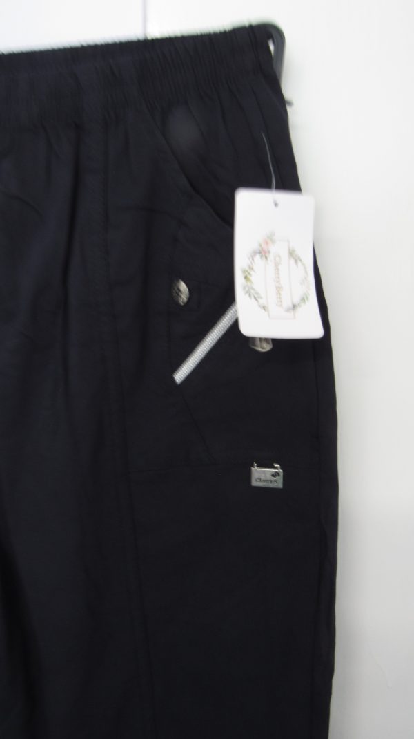 Cherry Berry Navy Blue 3/4 length stretchy trousers Size T8 UK 22 - Image 3